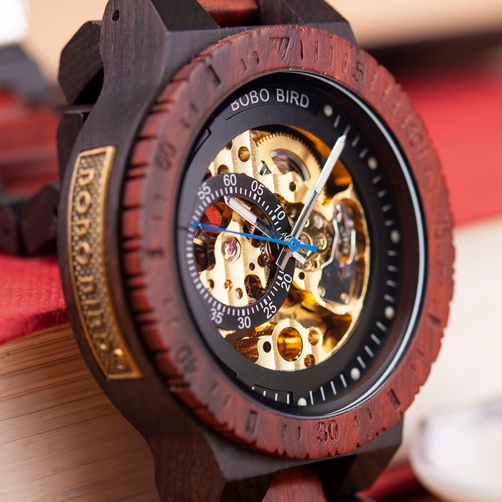 Luxury Ebony & Sandalwood Automatic Kinetic Watch - Picture 4 of 16